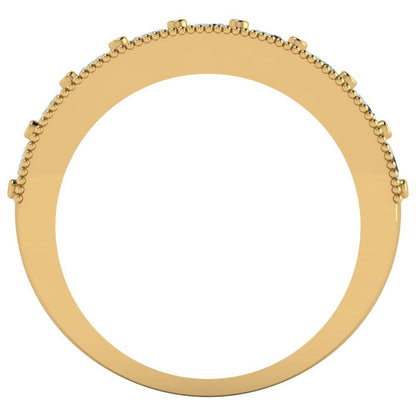 0.81 cttw Simulated Blue Diamond Round Cut Yellow Gold Eternity Wedding Band