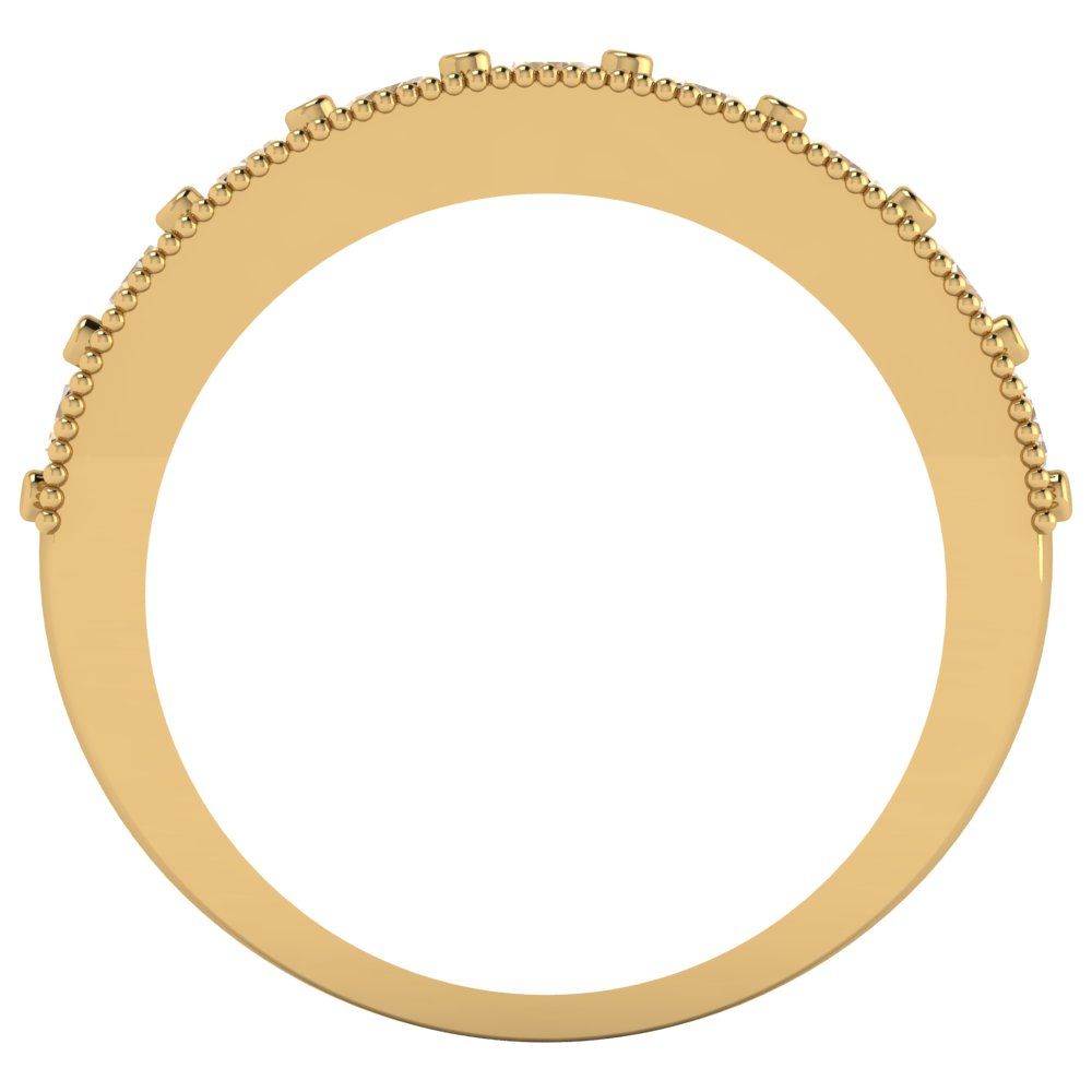 0.81 cttw Natural Morganite Round Cut Yellow Gold Eternity Wedding Band