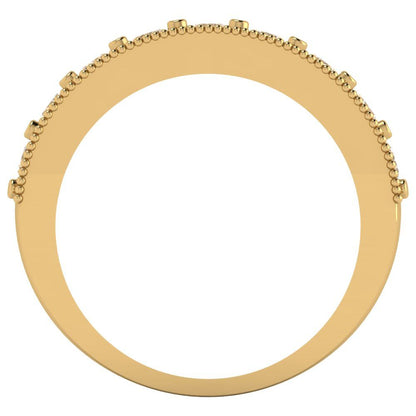 0.81 cttw Natural Morganite Round Cut Yellow Gold Eternity Wedding Band