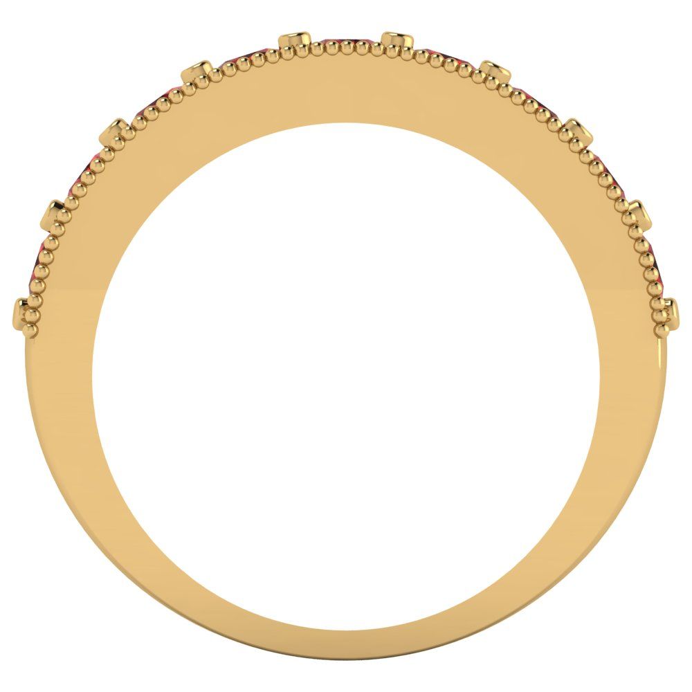 0.81 cttw Natural Garnet Round Cut Yellow Gold Eternity Wedding Band