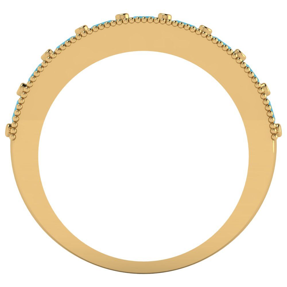 0.81 cttw Simulated Turquoise Round Cut Yellow Gold Eternity Wedding Band