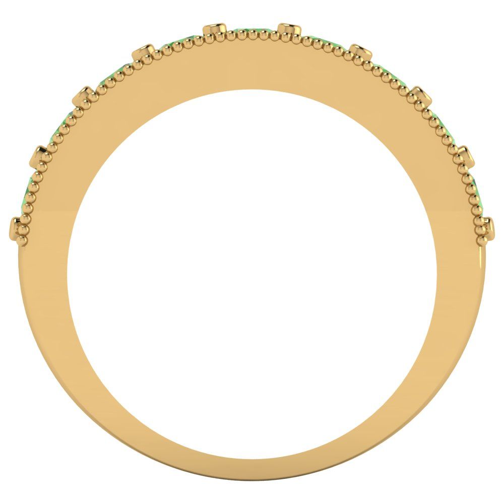 0.81 cttw Simulated Green Diamond Round Cut Yellow Gold Eternity Wedding Band