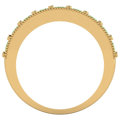 0.81 cttw Simulated Green Diamond Round Cut Yellow Gold Eternity Wedding Band