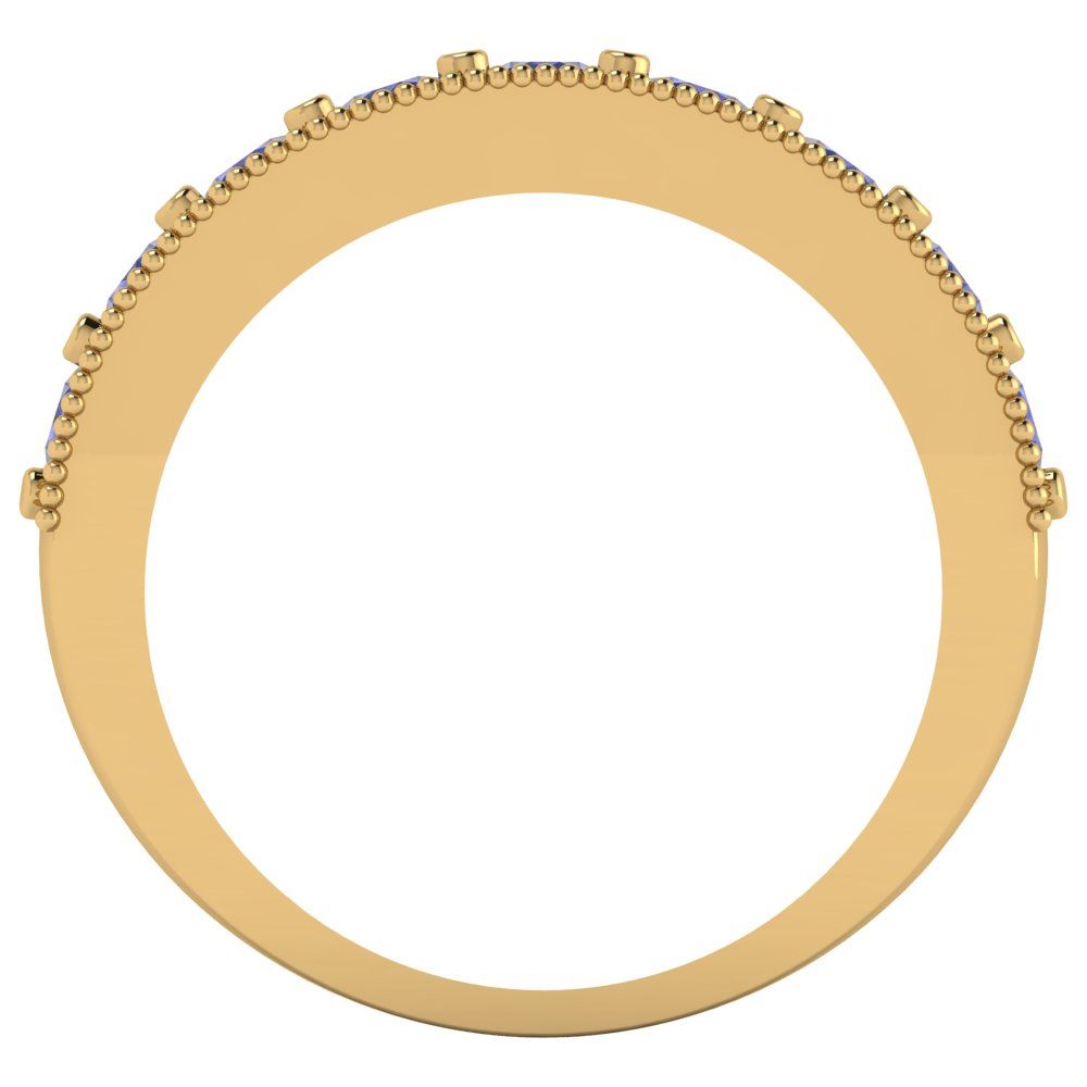 0.81 cttw Simulated Tanzanite Round Cut Yellow Gold Eternity Wedding Band