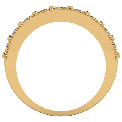 0.81 cttw Simulated Tanzanite Round Cut Yellow Gold Eternity Wedding Band