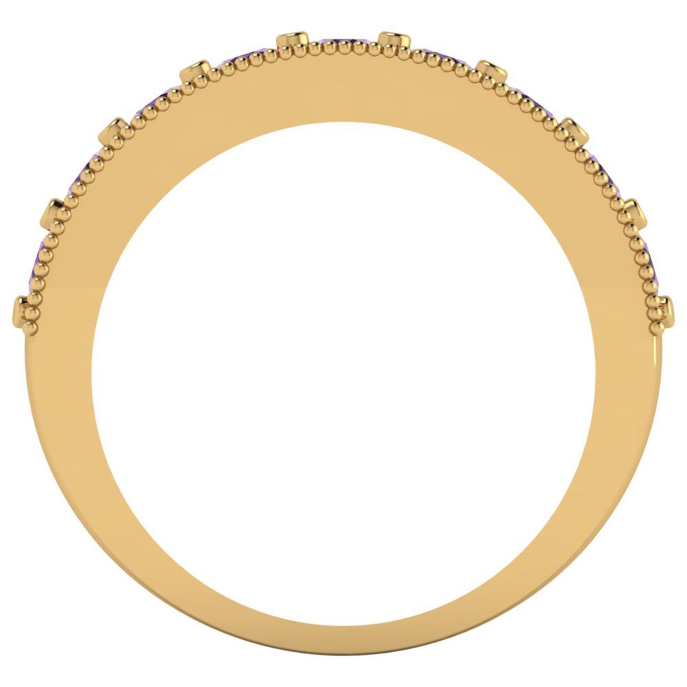 0.81 cttw Natural Amethyst Round Cut Yellow Gold Eternity Wedding Band