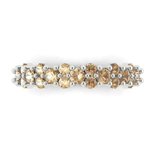 0.98 cttw Yellow Moissanite Round Cut White Gold Eternity Wedding Band