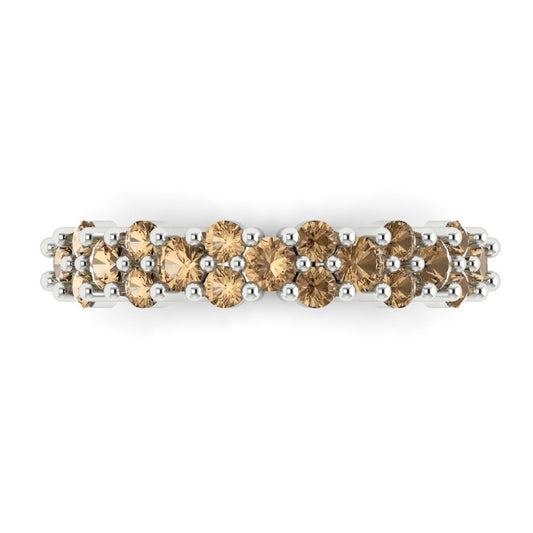 0.98 cttw Simulated Champagne Diamond Round Cut White Gold Eternity Wedding Band