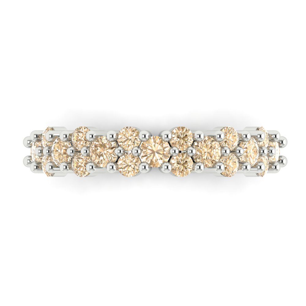 0.98 cttw Natural Morganite Round Cut White Gold Eternity Wedding Band