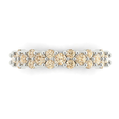 0.98 cttw Natural Morganite Round Cut White Gold Eternity Wedding Band