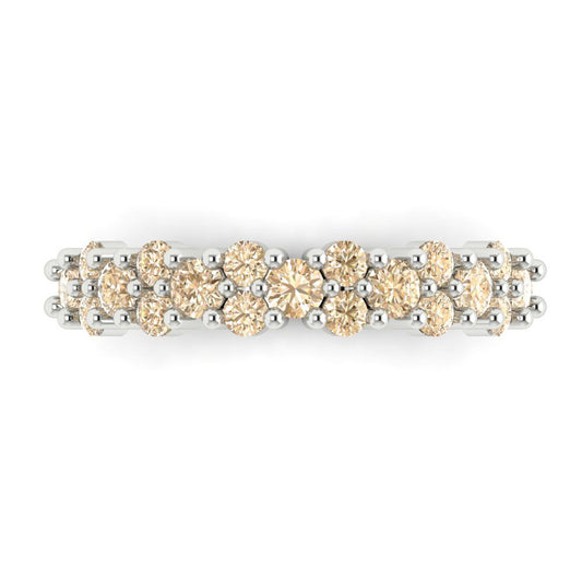 0.98 cttw Natural Morganite Round Cut White Gold Eternity Wedding Band