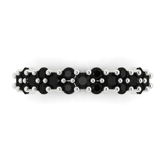 0.98 cttw Natural Onyx Round Cut White Gold Eternity Wedding Band