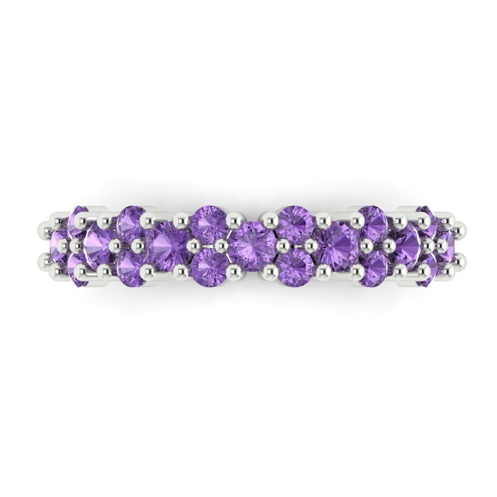 0.98 cttw Simulated Alexandrite Round Cut White Gold Eternity Wedding Band