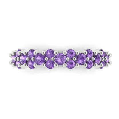 0.98 cttw Simulated Alexandrite Round Cut White Gold Eternity Wedding Band