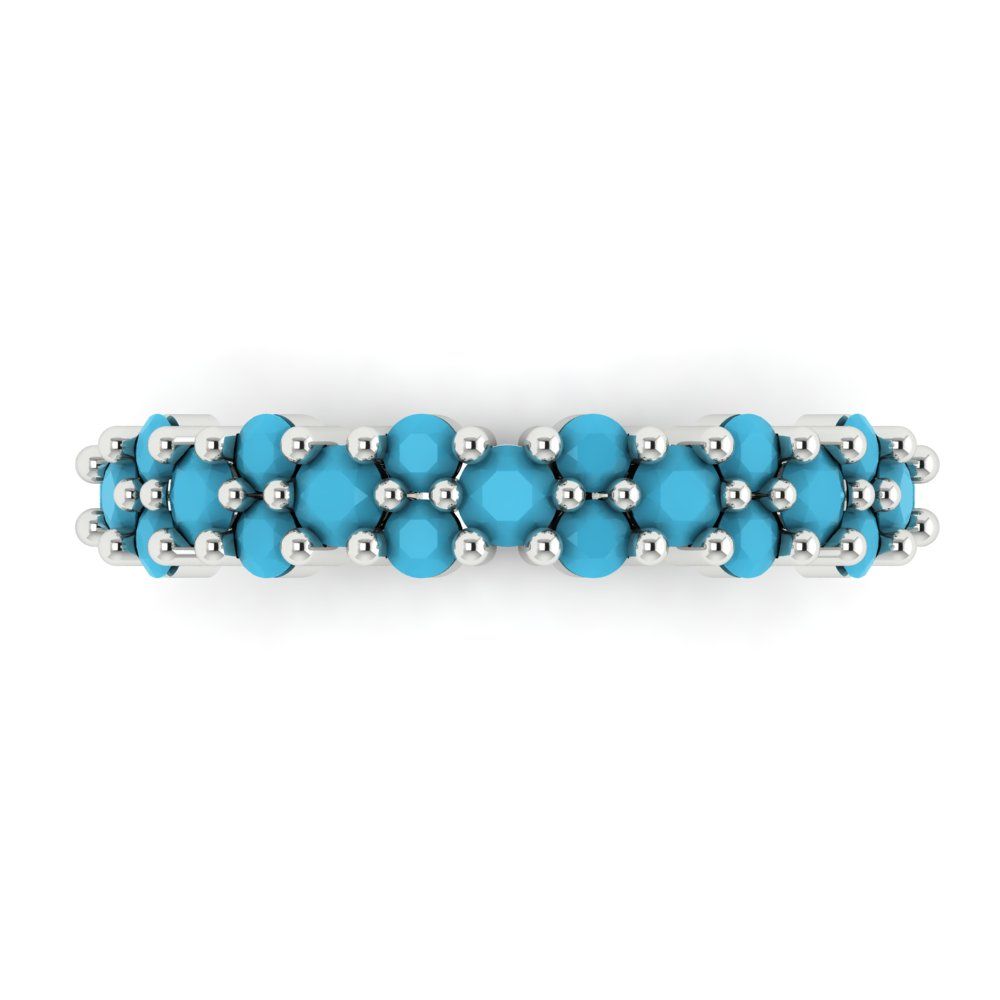 0.98 cttw Simulated Turquoise Round Cut White Gold Eternity Wedding Band