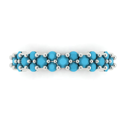0.98 cttw Simulated Turquoise Round Cut White Gold Eternity Wedding Band