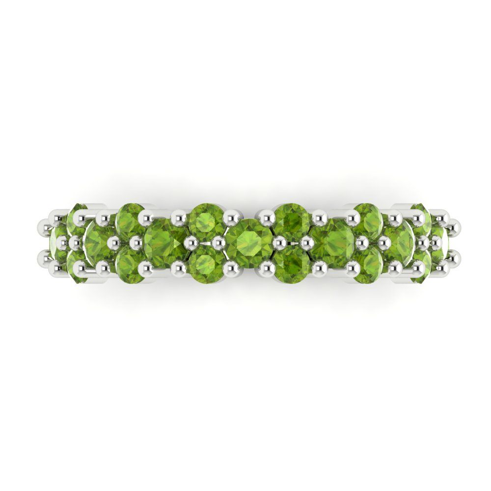 0.98 cttw Natural Peridot Round Cut White Gold Eternity Wedding Band