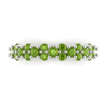 0.98 cttw Natural Peridot Round Cut White Gold Eternity Wedding Band