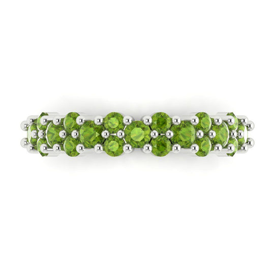 0.98 cttw Natural Peridot Round Cut White Gold Eternity Wedding Band