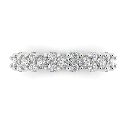 0.98 cttw Moissanite Round Cut White Gold Eternity Wedding Band