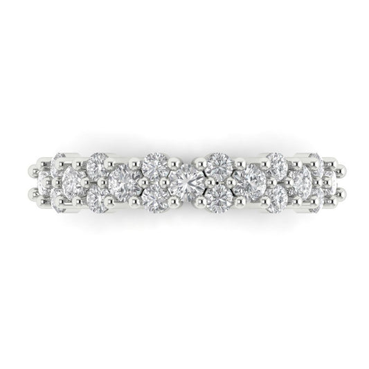 0.98 cttw Moissanite Round Cut White Gold Eternity Wedding Band
