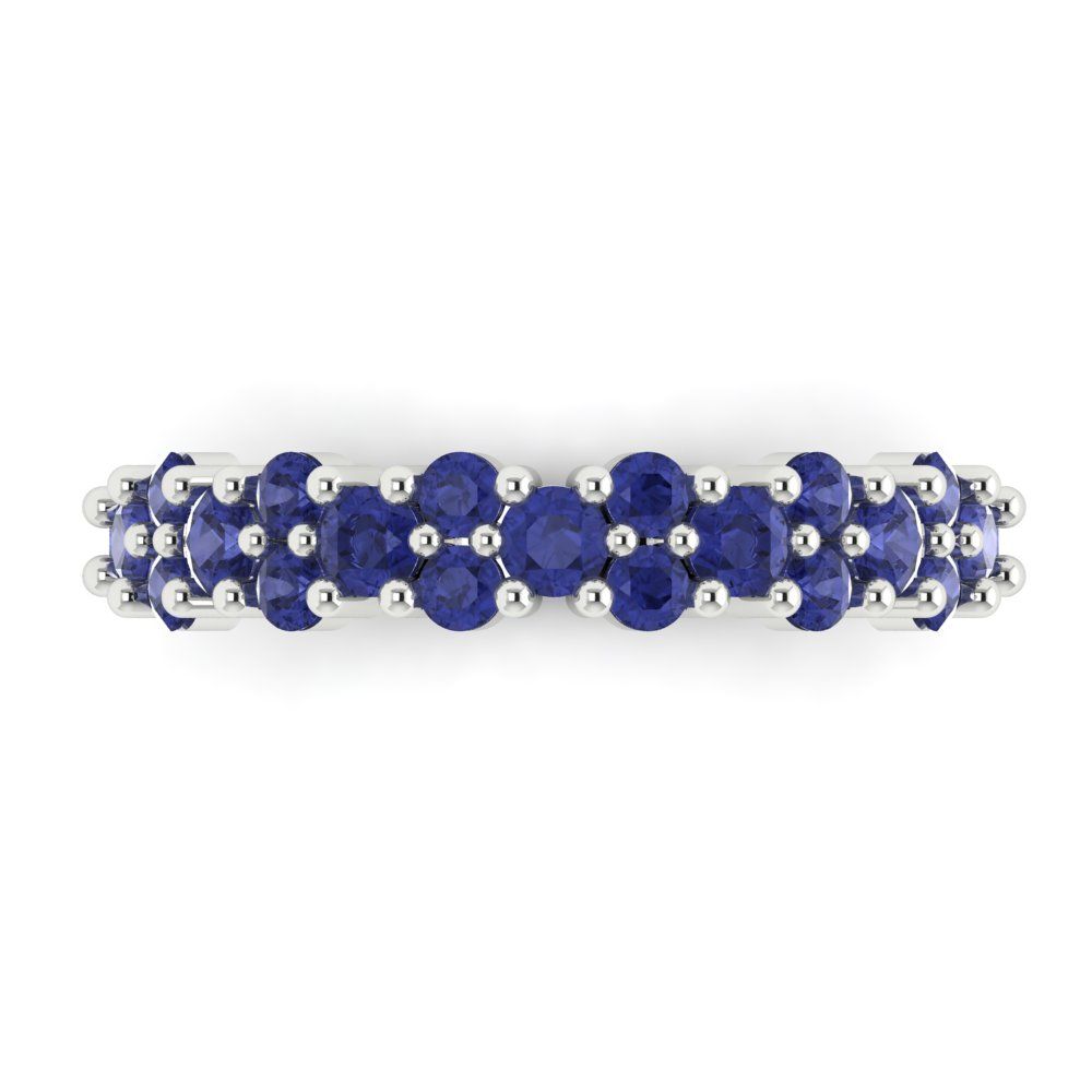 0.98 cttw Simulated Tanzanite Round Cut White Gold Eternity Wedding Band