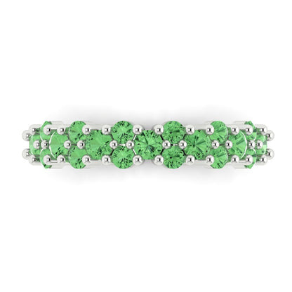0.98 cttw Simulated Green Diamond Round Cut White Gold Eternity Wedding Band
