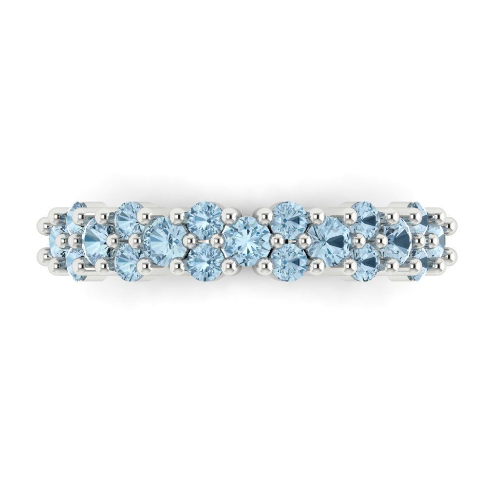0.98 cttw Natural Swiss Blue Topaz Round Cut White Gold Eternity Wedding Band