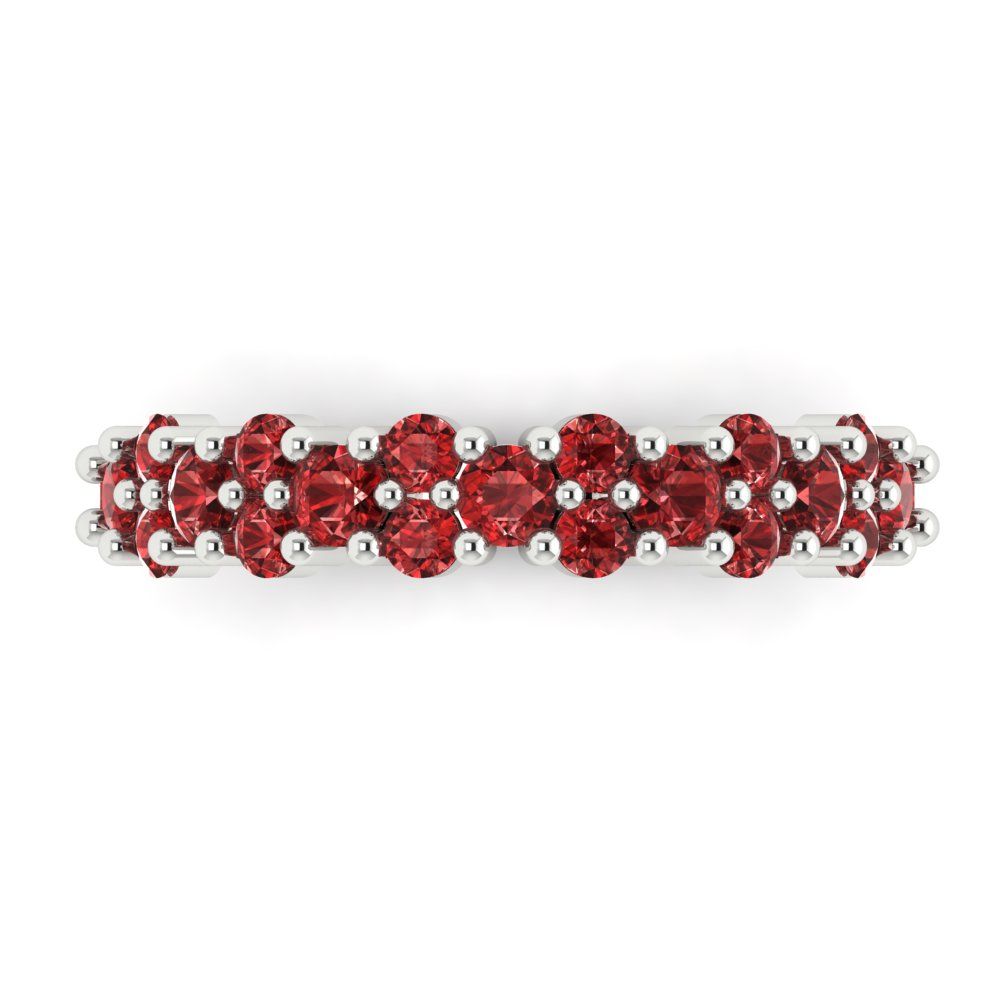 0.98 cttw Natural Garnet Round Cut White Gold Eternity Wedding Band
