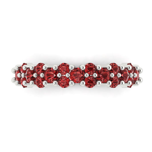 0.98 cttw Natural Garnet Round Cut White Gold Eternity Wedding Band