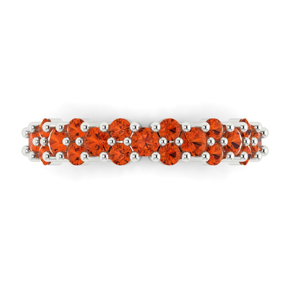 0.98 cttw Simulated Red Diamond Round Cut White Gold Eternity Wedding Band