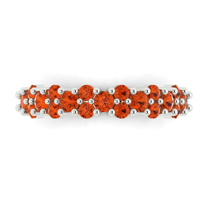 0.98 cttw Simulated Red Diamond Round Cut White Gold Eternity Wedding Band