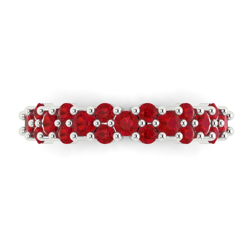 0.98 cttw Simulated Ruby Round Cut White Gold Eternity Wedding Band