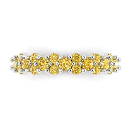 0.98 cttw Natural Citrine Round Cut White Gold Eternity Wedding Band