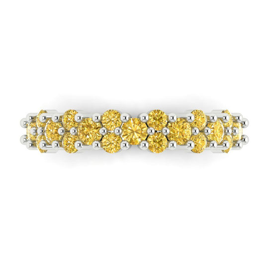 0.98 cttw Natural Citrine Round Cut White Gold Eternity Wedding Band