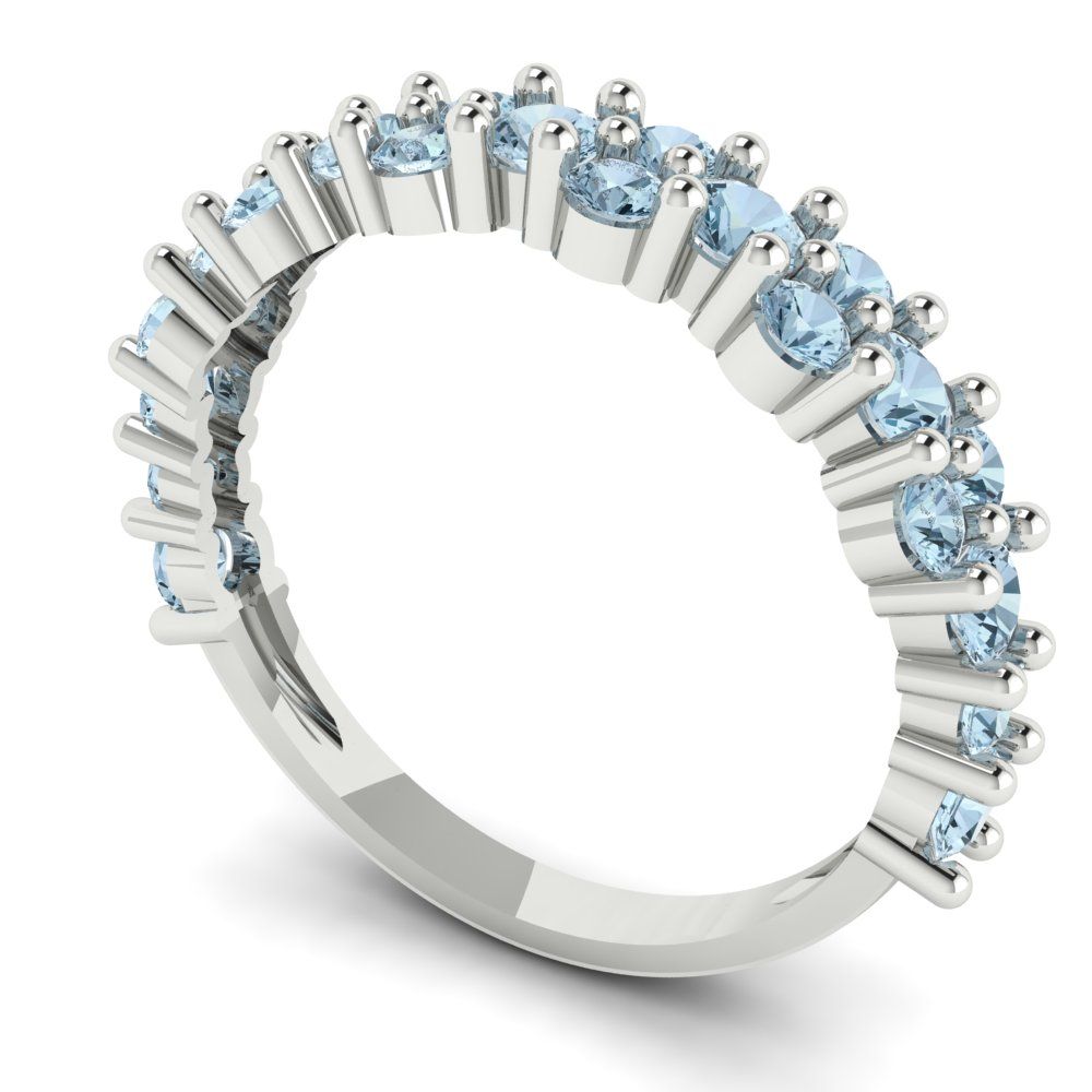 0.98 cttw Simulated Blue Diamond Round Cut White Gold Eternity Wedding Band