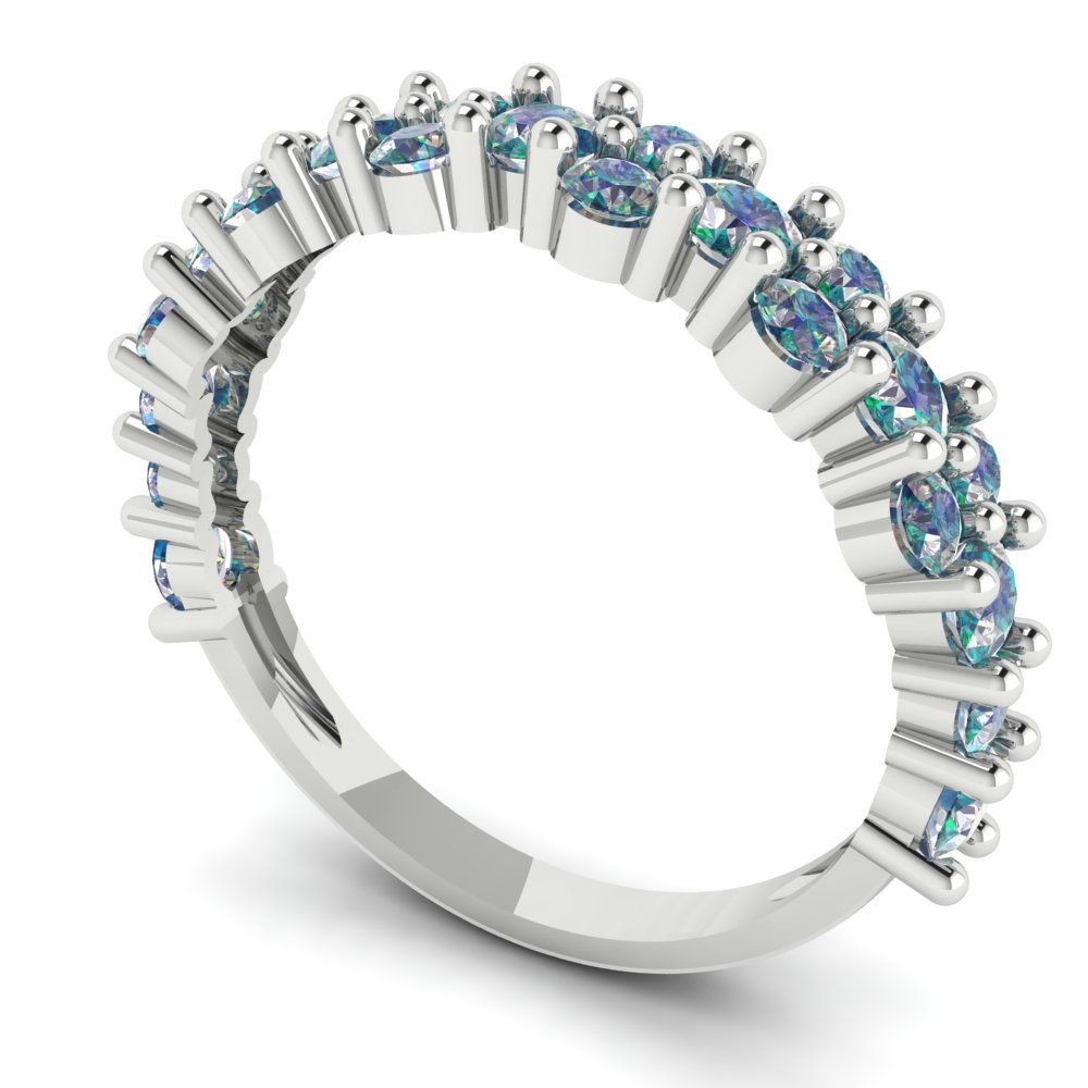 0.98 cttw Blue Moissanite Round Cut White Gold Eternity Wedding Band