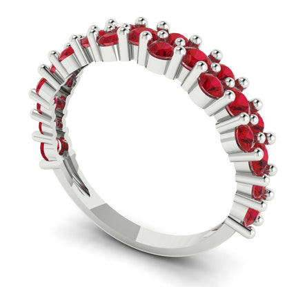 0.98 cttw Simulated Pink Tourmaline Round Cut White Gold Eternity Wedding Band