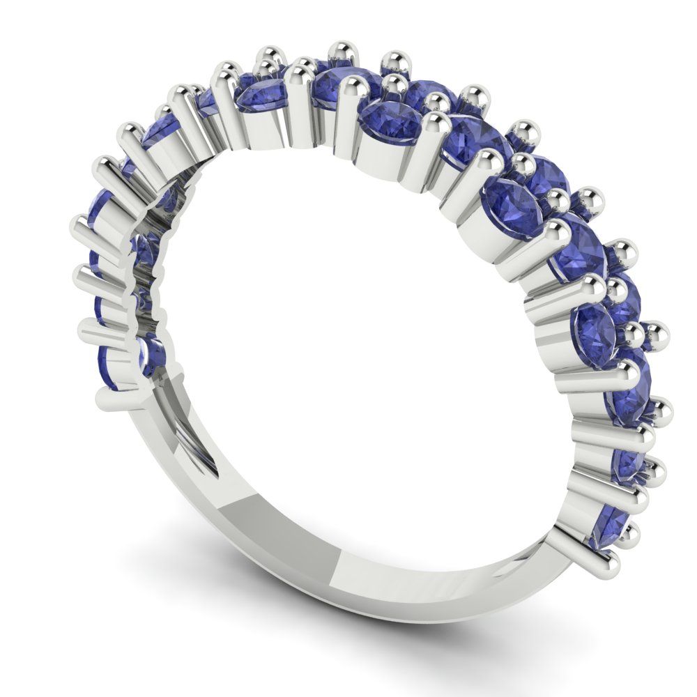 0.98 cttw Simulated Tanzanite Round Cut White Gold Eternity Wedding Band