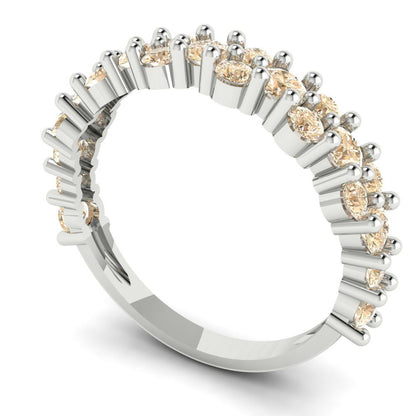 0.98 cttw Natural Morganite Round Cut White Gold Eternity Wedding Band