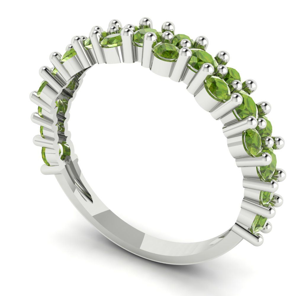 0.98 cttw Natural Peridot Round Cut White Gold Eternity Wedding Band