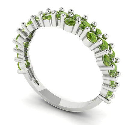 0.98 cttw Natural Peridot Round Cut White Gold Eternity Wedding Band