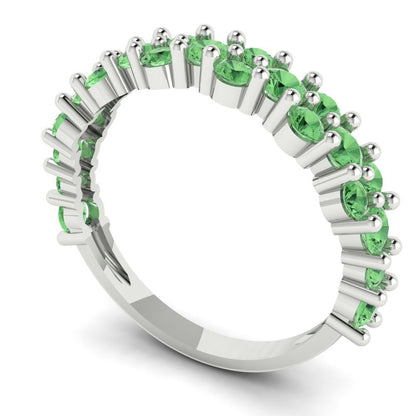 0.98 cttw Simulated Green Diamond Round Cut White Gold Eternity Wedding Band