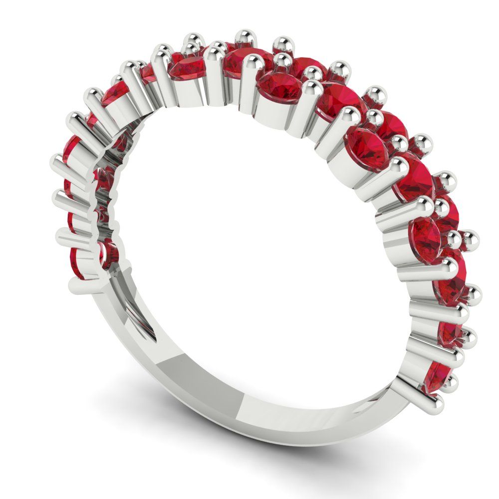 0.98 cttw Simulated Ruby Round Cut White Gold Eternity Wedding Band