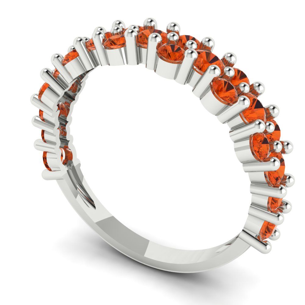 0.98 cttw Simulated Red Diamond Round Cut White Gold Eternity Wedding Band
