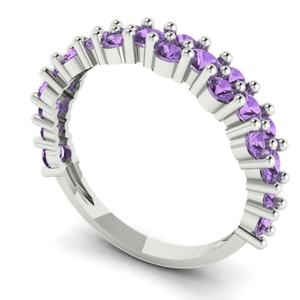 0.98 cttw Simulated Alexandrite Round Cut White Gold Eternity Wedding Band