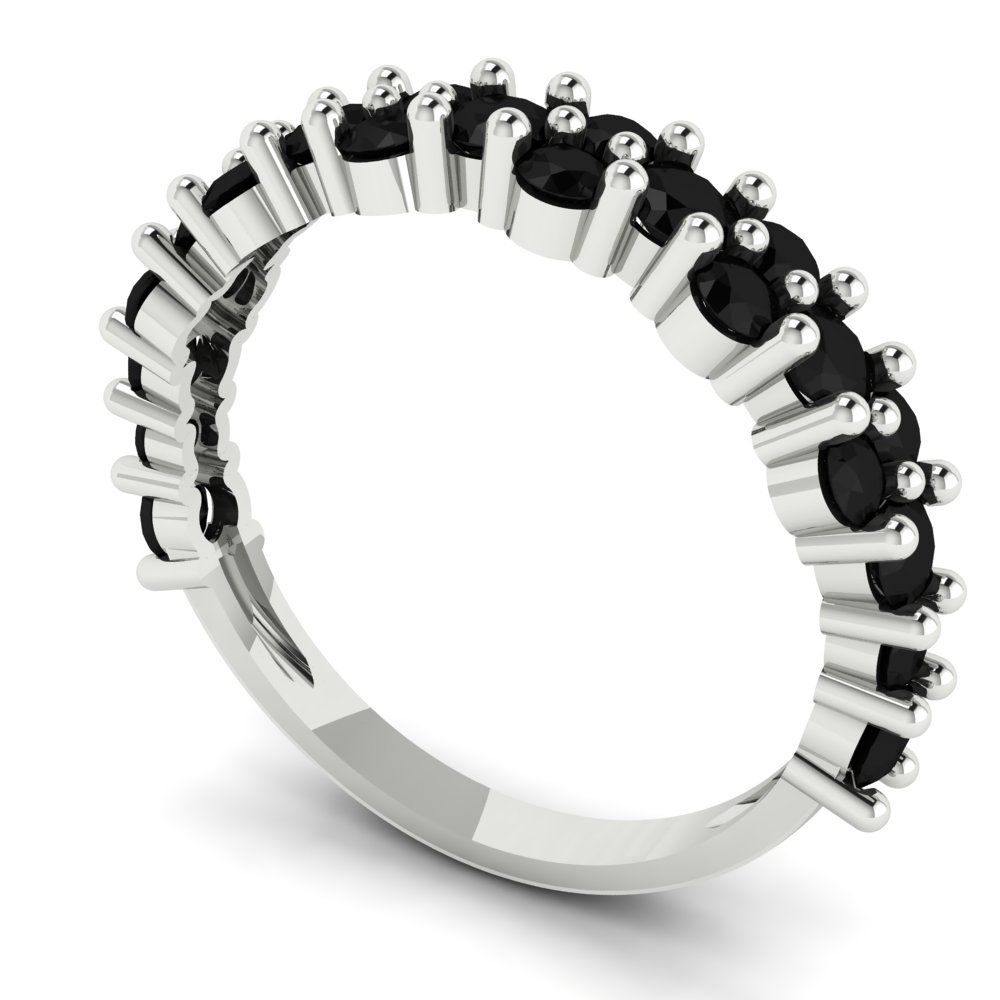 0.98 cttw Natural Onyx Round Cut White Gold Eternity Wedding Band