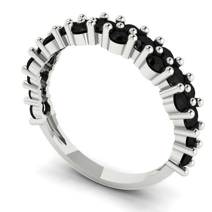 0.98 cttw Natural Onyx Round Cut White Gold Eternity Wedding Band