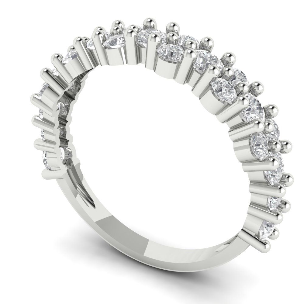 0.98 cttw Moissanite Round Cut White Gold Eternity Wedding Band