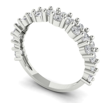 0.98 cttw Moissanite Round Cut White Gold Eternity Wedding Band